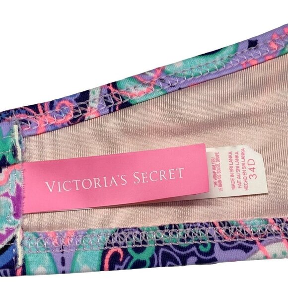 VICTORIA SECRET The Wrap Halter Bikini Top Multicolor 34D 56-7 - Picture 7 of 10